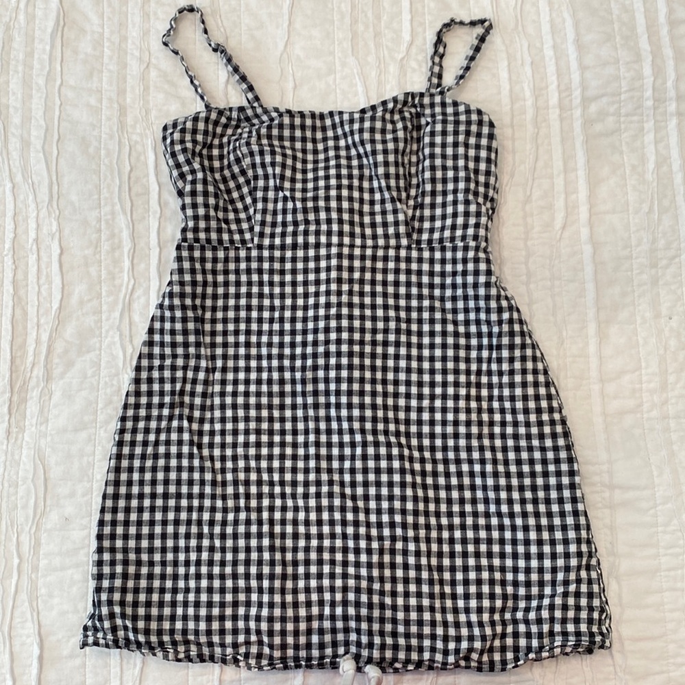 teens gingham dress / zipper on the back